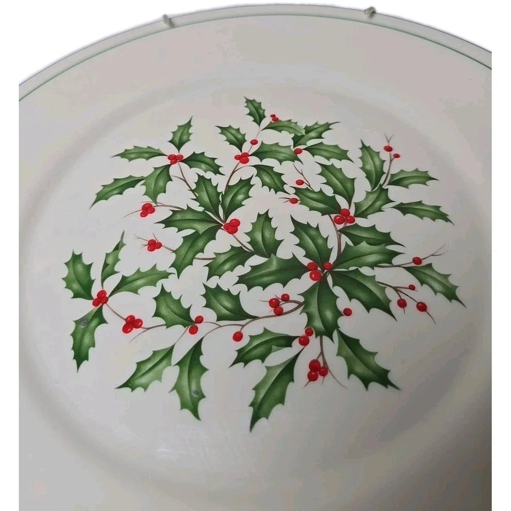 Lenox Gold Special Holly & Berries Holiday Plate Green Trim Wall Hanger